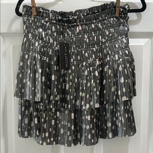 Current Air Black and Tan metallic Ruffle Mini Skirt